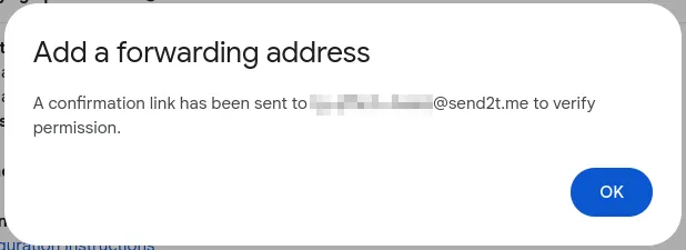 Email forwarding confirmation