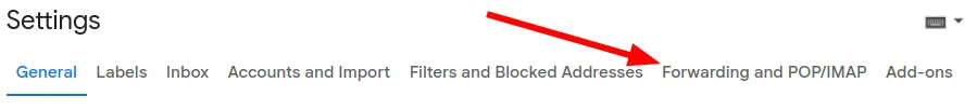 GMail settings menu